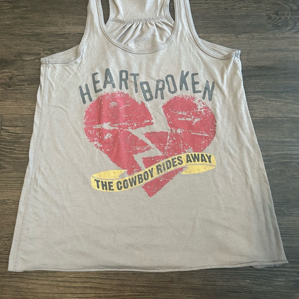 George Strait Heartbroken Graphic Tank  Top - Red and Yellow